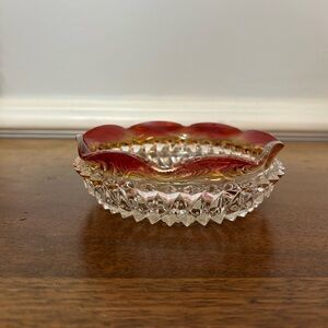 Indiana Glass Ruby Flash Diamond Point 5½" Mayonaise Bowl Candy Dish Vintage